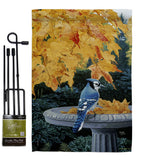 Autumn Birdbath - Birds Garden Friends Vertical Impressions Decorative Flags HG105036 Made In USA