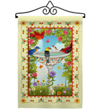 Bathing Birds Ivory - Birds Garden Friends Vertical Impressions Decorative Flags HG105037 Made In USA