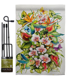 Orchid Splendor with Birds - Birds Garden Friends Vertical Impressions Decorative Flags HG105054 Made In USA