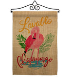 Lovable Flamingo - Birds Garden Friends Vertical Impressions Decorative Flags HG105060 Made In USA