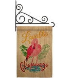 Lovable Flamingo - Birds Garden Friends Vertical Impressions Decorative Flags HG105060 Made In USA