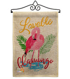 Lovable Flamingo - Birds Garden Friends Vertical Impressions Decorative Flags HG105060 Made In USA