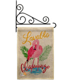 Lovable Flamingo - Birds Garden Friends Vertical Impressions Decorative Flags HG105060 Made In USA