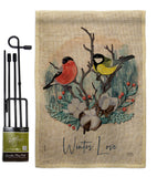 Winter Love - Birds Garden Friends Vertical Impressions Decorative Flags HG105061 Made In USA