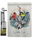 Winter Love - Birds Garden Friends Vertical Impressions Decorative Flags HG105061 Made In USA