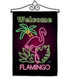 Welcome Neon Flamingo - Birds Garden Friends Vertical Impressions Decorative Flags HG137110 Made In USA