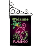 Welcome Neon Flamingo - Birds Garden Friends Vertical Impressions Decorative Flags HG137110 Made In USA