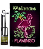 Welcome Neon Flamingo - Birds Garden Friends Vertical Impressions Decorative Flags HG137110 Made In USA