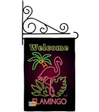 Welcome Neon Flamingo - Birds Garden Friends Vertical Impressions Decorative Flags HG137110 Made In USA