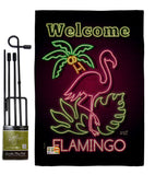 Welcome Neon Flamingo - Birds Garden Friends Vertical Impressions Decorative Flags HG137110 Made In USA