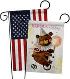 Cute Bear Birthday - Party Celebration Special Occasion Vertical Impressions Decorative Flags HG120093 Made In USA