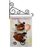 Cute Bear Birthday - Party Celebration Special Occasion Vertical Impressions Decorative Flags HG120093 Made In USA