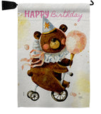 Cute Bear Birthday - Party Celebration Special Occasion Vertical Impressions Decorative Flags HG120093 Made In USA