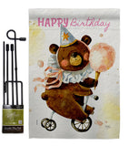 Cute Bear Birthday - Party Celebration Special Occasion Vertical Impressions Decorative Flags HG120093 Made In USA