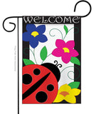 Spring Ladybug - Bugs & Frogs Garden Friends Vertical Applique Decorative Flags HG104059