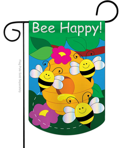 Bee Happy - Bugs & Frogs Garden Friends Vertical Applique Decorative Flags HG104062