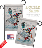 Ice Skating Gnome - Bugs & Frogs Garden Friends Vertical Impressions Decorative Flags HG104149 Made In USA