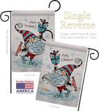 Ice Skating Gnome - Bugs & Frogs Garden Friends Vertical Impressions Decorative Flags HG104149 Made In USA