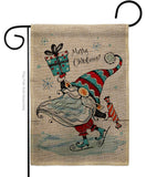 Ice Skating Gnome - Bugs & Frogs Garden Friends Vertical Impressions Decorative Flags HG104149 Made In USA