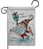 Ice Skating Gnome - Bugs & Frogs Garden Friends Vertical Impressions Decorative Flags HG104149 Made In USA