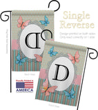 Butterflies D Initial - Bugs & Frogs Garden Friends Vertical Impressions Decorative Flags HG130134 Made In USA