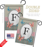 Butterflies F Initial - Bugs & Frogs Garden Friends Vertical Impressions Decorative Flags HG130136 Made In USA