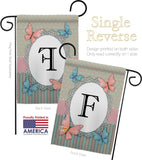 Butterflies F Initial - Bugs & Frogs Garden Friends Vertical Impressions Decorative Flags HG130136 Made In USA