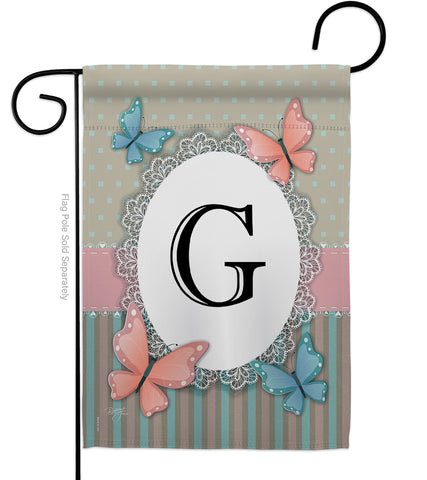 Butterflies G Initial - Bugs & Frogs Garden Friends Vertical Impressions Decorative Flags HG130137 Made In USA