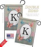 Butterflies K Initial - Bugs & Frogs Garden Friends Vertical Impressions Decorative Flags HG130141 Made In USA