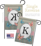 Butterflies K Initial - Bugs & Frogs Garden Friends Vertical Impressions Decorative Flags HG130141 Made In USA