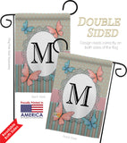 Butterflies M Initial - Bugs & Frogs Garden Friends Vertical Impressions Decorative Flags HG130143 Made In USA