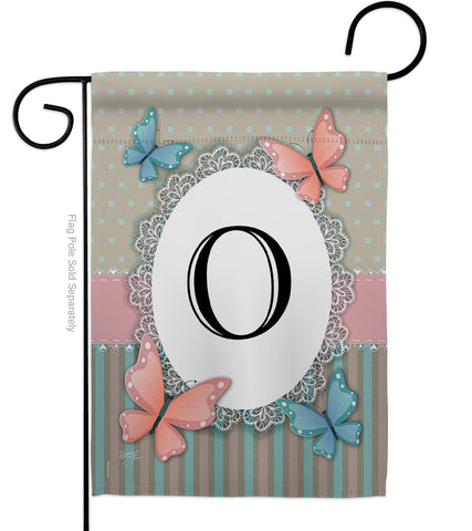 Butterflies O Initial - Bugs & Frogs Garden Friends Vertical Impressions Decorative Flags HG130145 Made In USA
