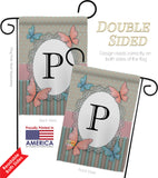 Butterflies P Initial - Bugs & Frogs Garden Friends Vertical Impressions Decorative Flags HG130146 Made In USA