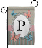 Butterflies P Initial - Bugs & Frogs Garden Friends Vertical Impressions Decorative Flags HG130146 Made In USA