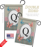 Butterflies Q Initial - Bugs & Frogs Garden Friends Vertical Impressions Decorative Flags HG130147 Made In USA