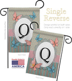 Butterflies Q Initial - Bugs & Frogs Garden Friends Vertical Impressions Decorative Flags HG130147 Made In USA