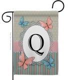 Butterflies Q Initial - Bugs & Frogs Garden Friends Vertical Impressions Decorative Flags HG130147 Made In USA