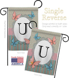 Butterflies U Initial - Bugs & Frogs Garden Friends Vertical Impressions Decorative Flags HG130151 Made In USA