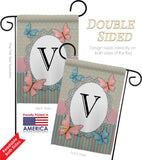 Butterflies V Initial - Bugs & Frogs Garden Friends Vertical Impressions Decorative Flags HG130152 Made In USA
