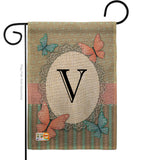 Butterflies V Initial - Bugs & Frogs Garden Friends Vertical Impressions Decorative Flags HG130152 Made In USA