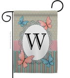 Butterflies W Initial - Bugs & Frogs Garden Friends Vertical Impressions Decorative Flags HG130153 Made In USA