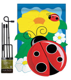 Ladybug - Bugs & Frogs Garden Friends Vertical Applique Decorative Flags HG104049