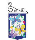 Triple Butterflies - Bugs & Frogs Garden Friends Vertical Applique Decorative Flags HG104057