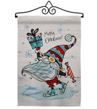 Ice Skating Gnome - Bugs & Frogs Garden Friends Vertical Impressions Decorative Flags HG104149 Made In USA