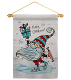 Ice Skating Gnome - Bugs & Frogs Garden Friends Vertical Impressions Decorative Flags HG104149 Made In USA