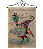 Ice Skating Gnome - Bugs & Frogs Garden Friends Vertical Impressions Decorative Flags HG104149 Made In USA