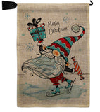 Ice Skating Gnome - Bugs & Frogs Garden Friends Vertical Impressions Decorative Flags HG104149 Made In USA