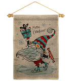 Ice Skating Gnome - Bugs & Frogs Garden Friends Vertical Impressions Decorative Flags HG104149 Made In USA