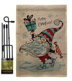 Ice Skating Gnome - Bugs & Frogs Garden Friends Vertical Impressions Decorative Flags HG104149 Made In USA