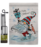 Ice Skating Gnome - Bugs & Frogs Garden Friends Vertical Impressions Decorative Flags HG104149 Made In USA